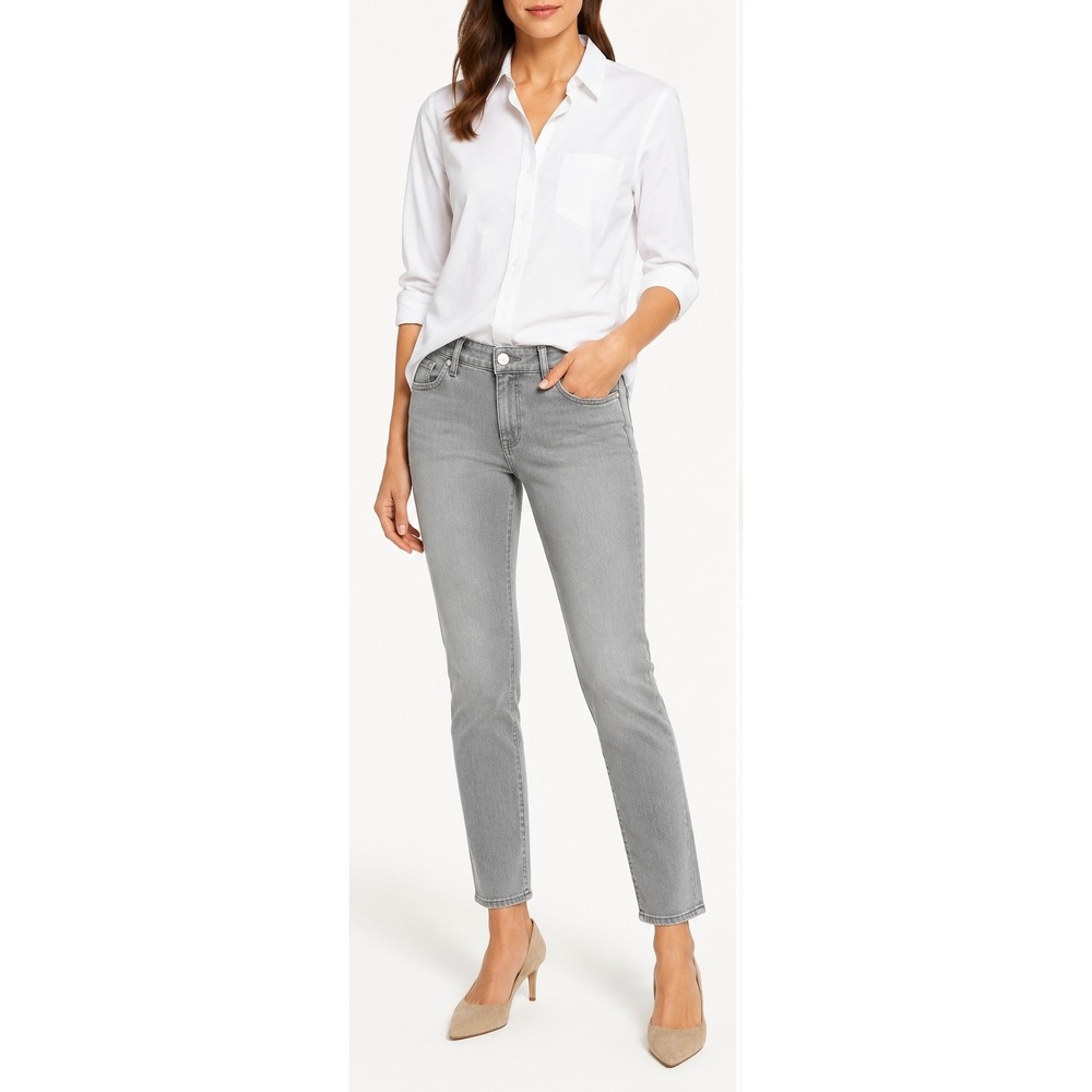 J.McLaughlin Womens Grey Straight Leg Stretch Pants Size 12 Cotton Blend